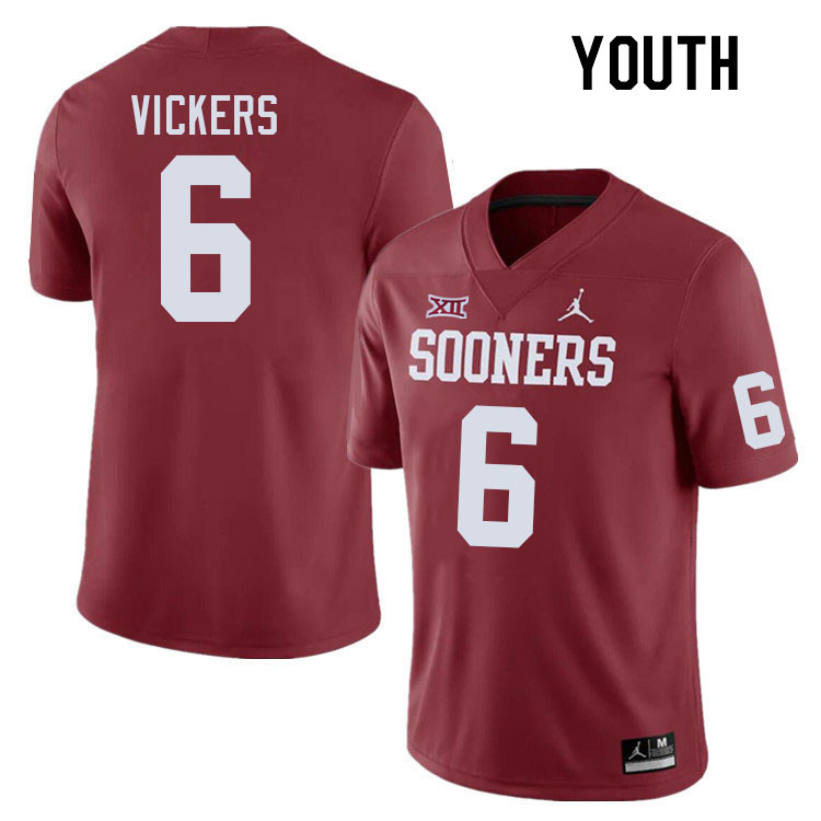 Youth #6 Makari Vickers Oklahoma Sooners College Football Jerseys Stitched-Crimson